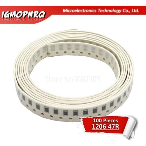 100PCS 1206 SMD Resistor 5% 47 ohm chip resistor 0.25W 1/4W 47R