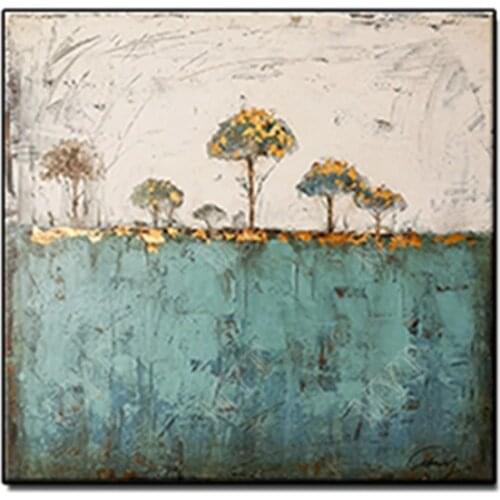 Handpainted Abstract trees landscape Oil Painting on Canvas wall Art picture Abstract Oil Painting for living room no framed