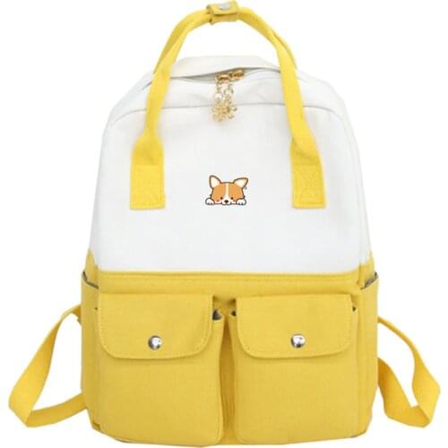 Shiba Inu Corgi Printing Backpack Casual Harajuku Hand Travel Rucksack Women Shoulder Pack School Bag Lolita Girl Satchel