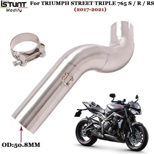 Motorcycle Exhaust For TRIUMPH STREET TRIPLE 765S/R/RS 2017-2021 Modified 51mm interface Middle Link Pipe Catalyst Delete Pipe
