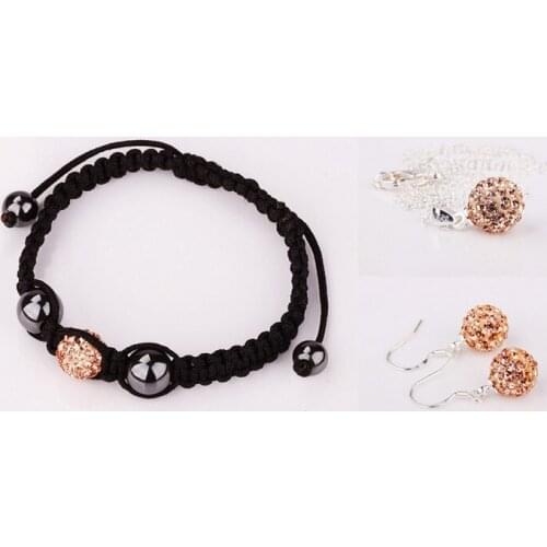 Large Discount Jewelry!Free Shipping!10mm 10Pcs/Lot Disco Ball crystal Set.Necklace+Bracelets+Ring For Women HHU Wholesale