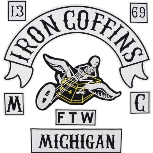 IRON COFFINS FTW Embroidered Applique Sewing Label punk Patches Clothes Stickers Apparel Accessories Badge