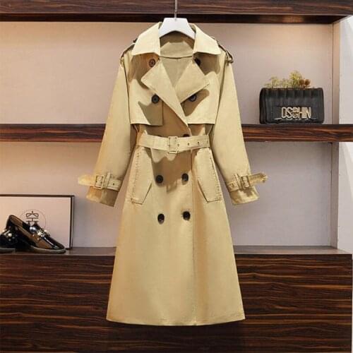 New 2020 Autumn Winter Womens England Style Long Trench Coat With Belt Elegant Female Vintage Outwear Windbreak Tops D200812