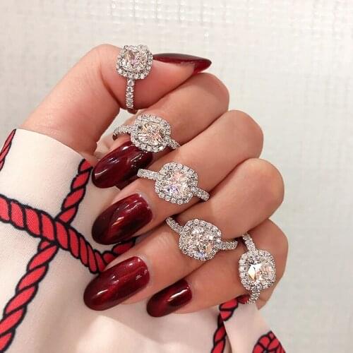 Fashion Ring 925 Sterling Silver Wedding Engagement promise Diamond Rings for Women Wholesale Jewelry Finger solid design