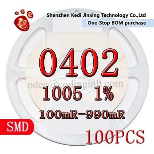 0402 1005 1% SMD resistor 100pcs 0.1R 0.12R 0.15R 0.2R 0.22R 0.24R 0.3R 0.33R 0.36R 0.39R 0.43R 0.47R 0.51R 0.56R 0.62R 0.68R