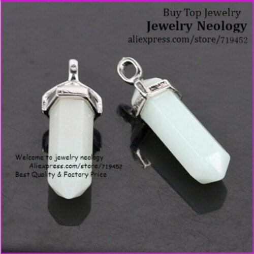 10 Pcs/Lot Nature Gem Stones Hexagonal Point Reiki Chakra Necklaces Earrings Pendant Beads Druzy Jewelry For Making DIY