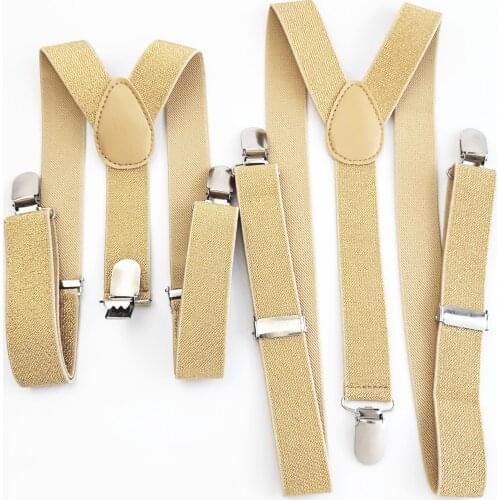 2.5CM Wide Gold Silver Elastic Strap Unisex Suspenders Adjustable Y back Adult Chirldren Men Women Boys Girls Braces For Party