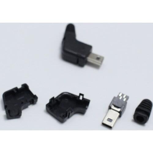 2set Mini USB 8 Pin Male jack Plug 8P nickel Plated Angle Head Connector 4 in 1 DIY Black Plugs for Digital Camera