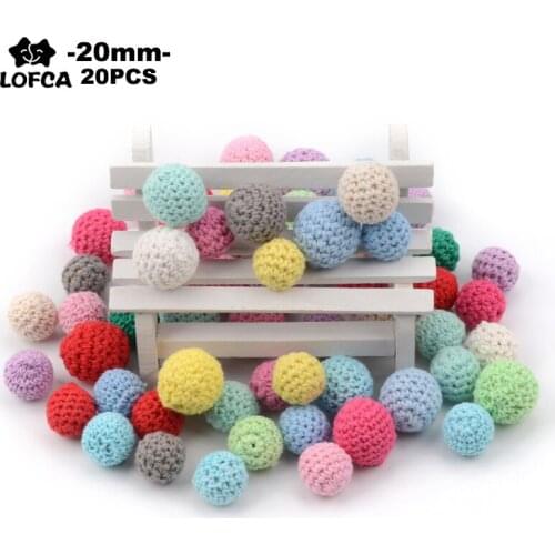 LOFCA 20pcs Wooden Crochet Beads 20mm Food Grade Rodent DIY Baby Pendant Necklace Baby Teether childrens products