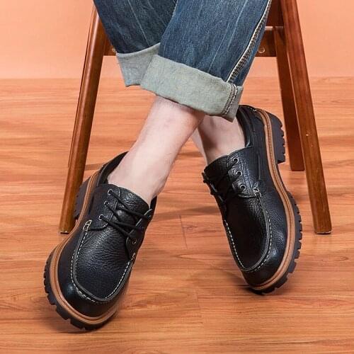 2020 spring and autumn low-top casual comfortable shoes large size leather mens shoes lace up British style tooling shoes