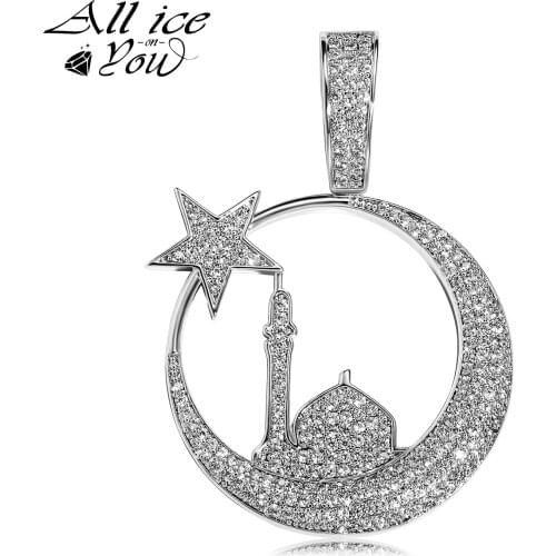 2021 New Top Luxury Gold Silver color Star Castle Iced Out Cubic Zirconia Pendant Necklace Hip Hop Fashion Jewelry Women Gift