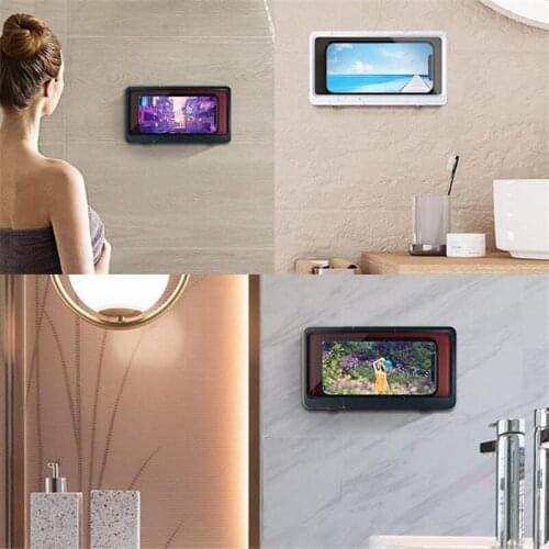 2021 Bathroom Amusement Superb Gadget Bathroom Waterproof Mobile Phone Holder Wall Storage Box SSwell