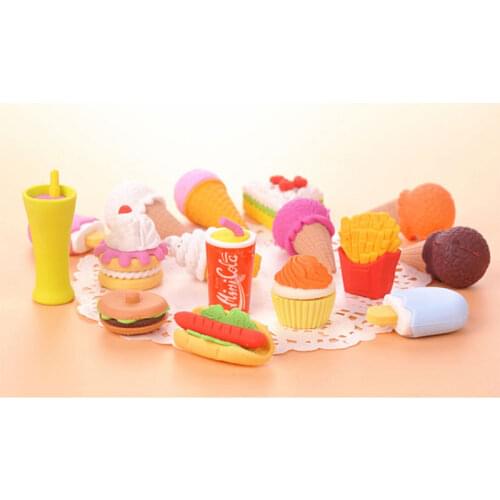 Sharkbang 4PCS Kawaii Ice Cream Hamburger Lollipop Detachable Rubber Eraser For Kids Gift Correction Tool School Stationery