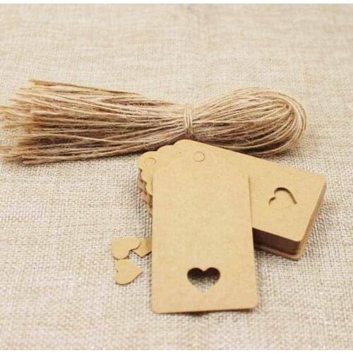 8*4CM scallop brown/white/black blank paper tag hollow heart gift/products/wedding note decoration hang tag 100pcs+100 string