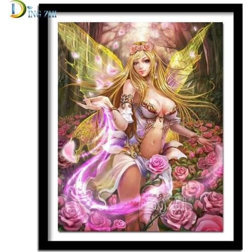 Diamond Embroidery 5D Butterfly Elf Flower Fairy Full Square/Round Diamond Painting Sexy Cartoon Girl Cross Stitch Sale Flower