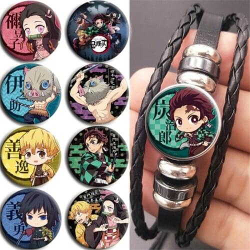 Anime Kimetsu No Yaiba Cosplay Accessorie Bracelet Kamado Tanjirou Kamado Nezuko PU Weave Bracelet Bangle Jewelry Gifts