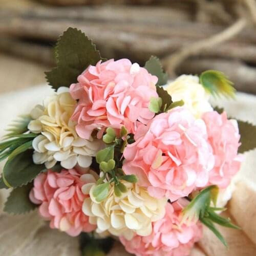 Hydrangeas Chrysanthemum Bundle Plant Artificial Fake Flowers Bouquet For Wedding Party Event Home Decoration Festival Decor