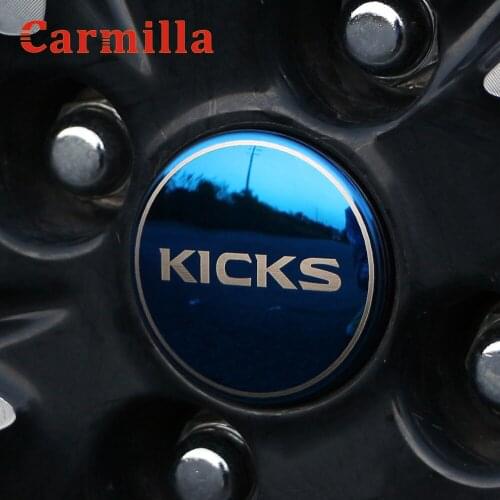 Carmilla Stainless Steel Car Wheel Center Cap Protection Cover Trim for Nissan Kicks 2017 2018 2019 2020 2021 Stickers