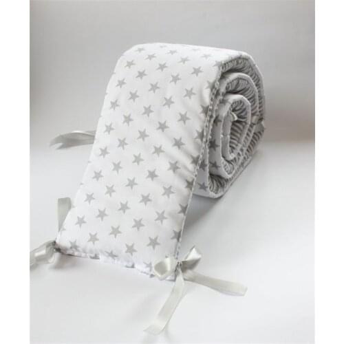 Jaju Baby Handmade, White Background Gray Star Crib Side Protection Special Size, Baby Barrier Set