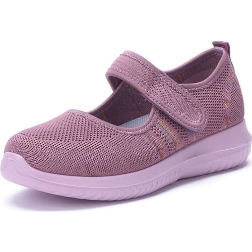 NEW Women Casual Working Shoes Breathable Mesh Summer Knit Outdoor Slip-On Flats Laofers Non-slip Hiking Soft Mother Gift Shoes