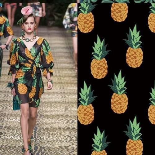 European Fashion Week D brand pineapple pattern digital printing garment fabric factory shop is not out of stock