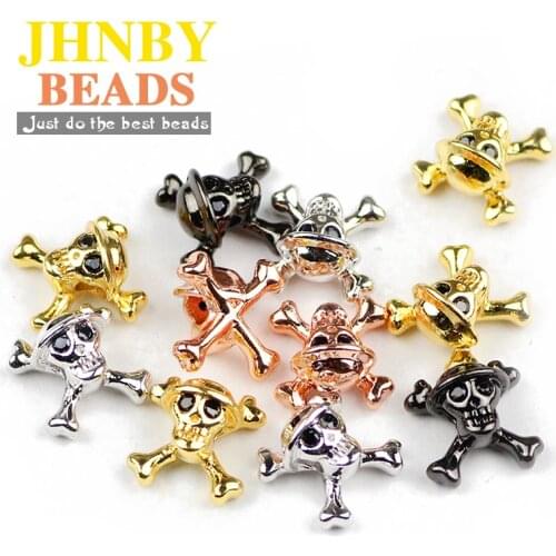 JHNBY 4pcs Skull Pendants Copper Spacer bead West cowboy skeleton Charms Loose beads for Jewelry bracelet making DIY Accessories