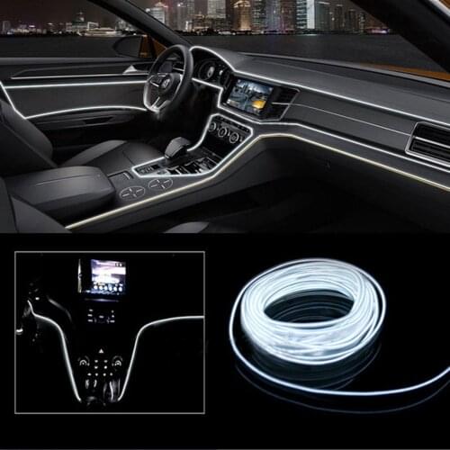 JX-LCLYL 2M White LED 12V EL Wire Interior Cold Light Strip Car Atmosphere Decor Light