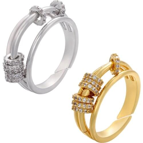 European and American Style Slightly Inlaid Zircom Ring Fashion Jewelry Three-layer Small Circle Ring Decoration Attractive