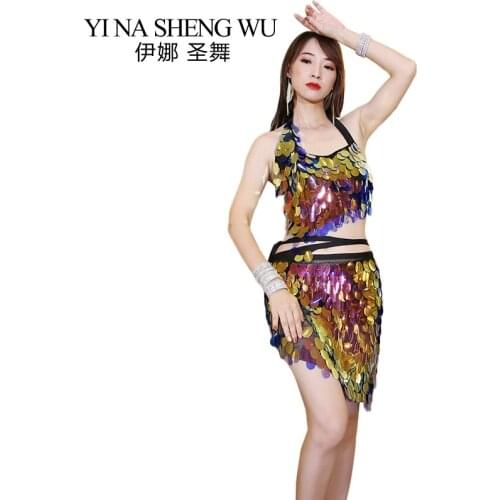 Belly Dance Mermaid Sequin Costumes 1Pc/2Pcs Performance Long Dance Skirt Dress Women Oriental Dance Practice Suit Belly Dance