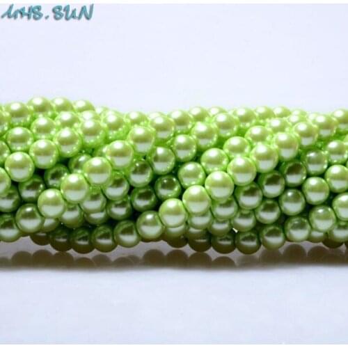 MHS.SUN 3MM-16MM Lt Green Glass Pearls For Jewelry Accessories Round Imitation Pearl Beads Hand Craft Clothing Decoration