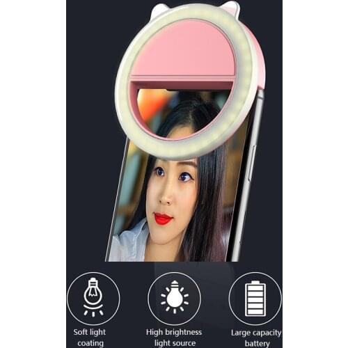 Mini Mobile Phone LED Selfie Light Anchor Beauty Lens Live Broadcast Artifact Round Ring Mobile Phone Fill Light Universal