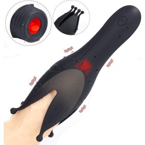 Male Masturbator Tongue Licking Penis Vibrator Climax Delay Stamina Trainer Glans Vibrating Massager Penis Glan Vibrator For Men