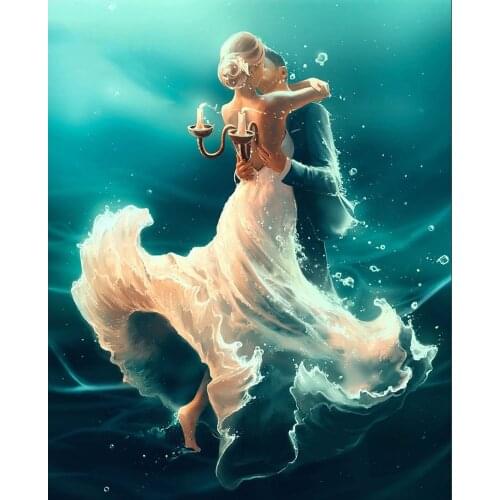 DIY Diamond Painting Cross Stitch Crystal Needlework Diamond Embroidery Couple Dancing Water Full square Diamond home Decorative