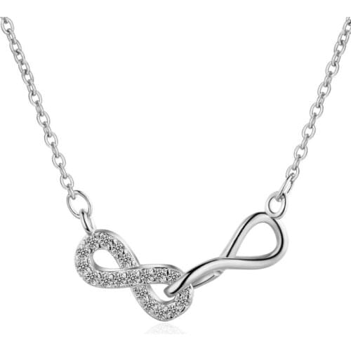 Unlimited Double 8 Zircon Pendant Necklaces For Women Trend Short Clavicle Chain 925 Sterling Silver Party Gifts Jewelry SAN207