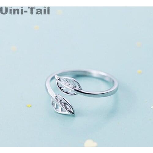 Uini-Tail new listing 925 sterling silver simple hollow leaves open ring fashion personality fresh and sweet maple leaf ring