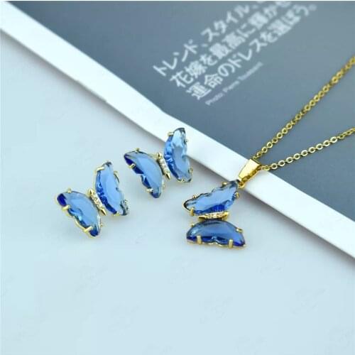 New AAA Cubic Zircon elegant Crystal Butterfly Earrings Gift womens simple style candy color insect Earrings sweet