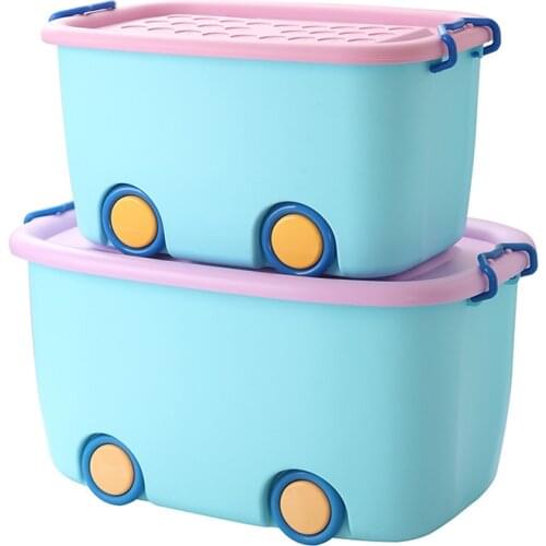 Cartoon Pulley Organizers With Cover Childrens Clothes Toy Storage Box Plastic Boxes Bins Home Organization