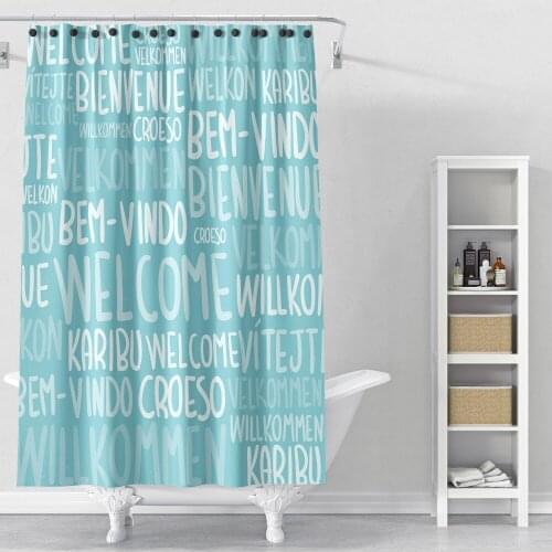 Customize Modern 3D Print Colorful English Alphabet Waterproof Shower Curtains Fashion Toilet Bathroom Home Decoration Adult