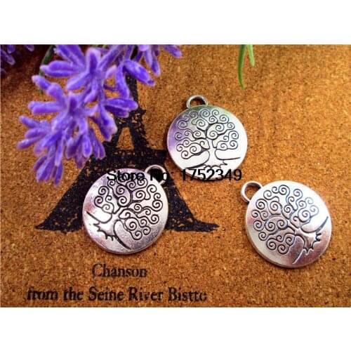 6pcs-Tree of Life Charms, Antique Tibetan silver Tone Tree of Life Pendants/Charms, Tree 24mm
