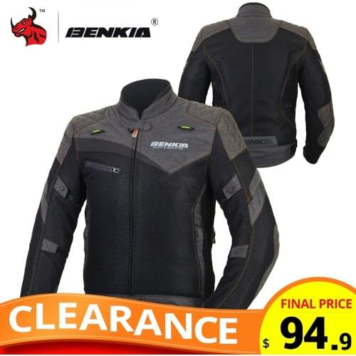 CLEARANCE Benkia Motorcycle Jacket Chaqueta Moto Body Armor Summer Motorbike Riding Jacket Breathable Protective Gear JS11