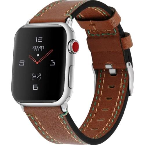 6 Color Leather Watchband for Apple Watch Series 5/4/3/2/1 Sport Genuine Leather Bracelet 42/44mm 38/40mm Strap For iWatch Band