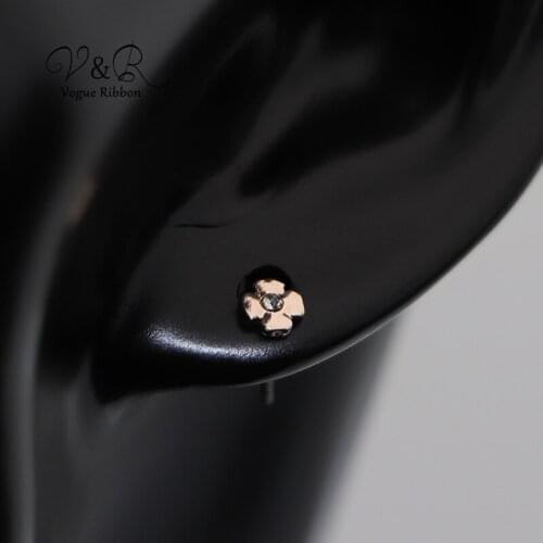 Stud earring clover shape with crystal rhinestone 2019 minimalist simple fashion small earring studs
