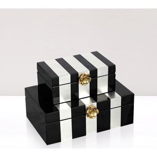 Alloy Jewelry Storage Box Light Luxury Black And White Striped Soft Dress Bedroom Dressing Table Storage Gifts Ornaments