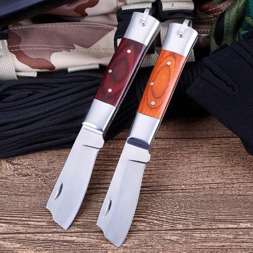 Brand Damascus Steel Folding Blde Knife Survival Tactical Knife Hunting Outdoor Camping Pocket Knives Wood Handle Knife Tools