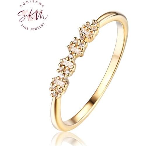 SKM Diamond Wedding band Baguette cut Dainty Simple Delicate Anniversary Ring for women Art Deco Matching ring