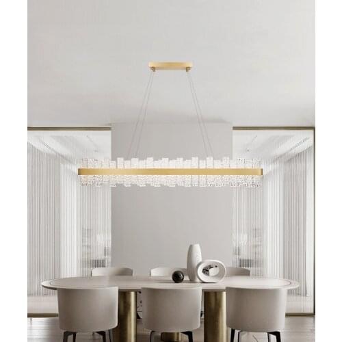 Dining room long glacier water ripple modern minimalist studio one-bedroom guest dining room crystal chandelier