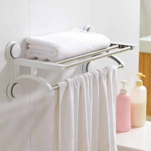 Suctorial Hole Free Bathroom Stainless Steel Double Layer Towel Rack