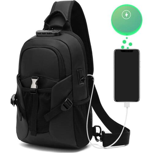 SUUTOOP Men Multifunction Anti-theft Shoulder Bags Fashion USB Charging Crossbody Bag Travel Messenger Chest Bags Pack For Male