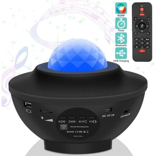 LED Galaxy Projector Night Light Star Starry Night Lamp Ocean Wave Projector With Music Bluetooth Speaker Remote Control Lamp