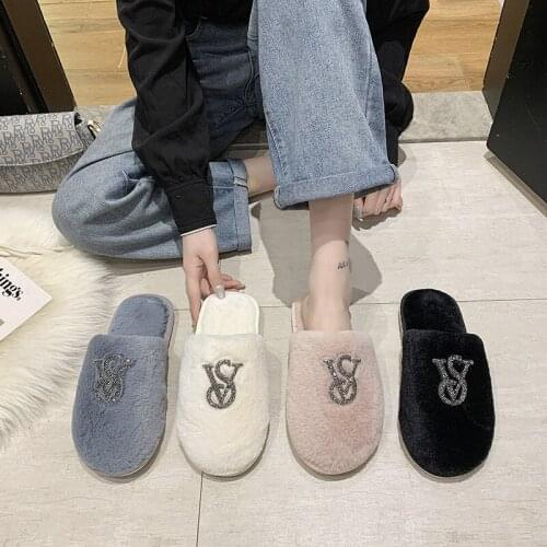 Slippers Women House Slippers Warm Slippers Women Winter Crystal Fur Home Shoes For Women Slippers Casual Plush Comfortable